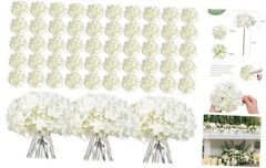 304 PCS Hydrangea Artificial Flowers, Silk Artificial Flowers Heads with White