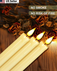Homemory 6 Pack Flameless Taper Candles, No Remote, of 6, Ivory 6