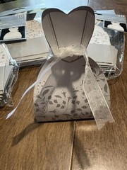 Wedding Engagement Favor Boxes Bridal Dress Silver & White 7 Packs of 10 NIB