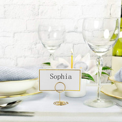 Toncoo 24 Pcs Premium Mini Table Number Holders and 24 Pcs Place Cards with Gold