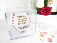 Personalized Engraved Rawlings Baseball Most Valuable Ring Bearer Gift with Cube