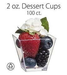100 Ct Elegant Square Mini Cube 2oz Clear Tasting Sample 100 Count (Pack of 1)