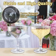 50 Pcs Plastic Champagne Coupe Glasses for Parties, 5 oz 50 Pack, Clear
