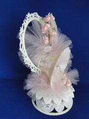 New Vintage Wilton «Flowering Bell» wedding Cake Top with Pink , 103-2174, 1983