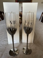 Hallmark MR & MRS Champagne Flute Wedding Glassware Decorated Two-Piece Set