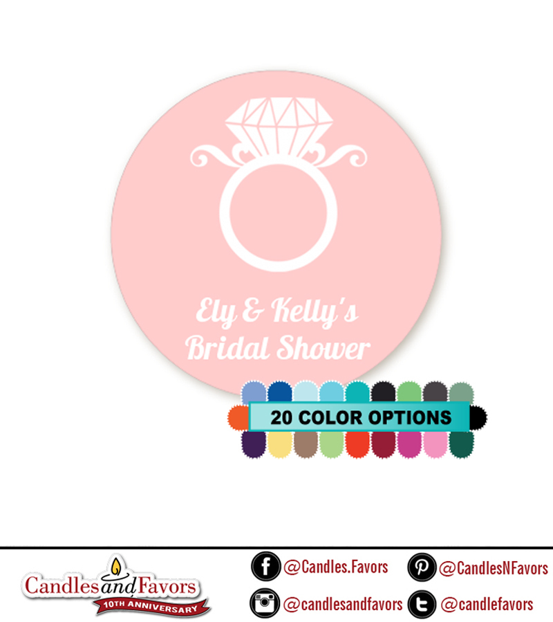 Engagement Ring – Round Personalized Bridal Shower / Wedding Sticker Labels