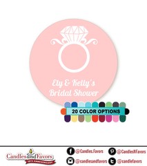 Engagement Ring – Round Personalized Bridal Shower / Wedding Sticker Labels