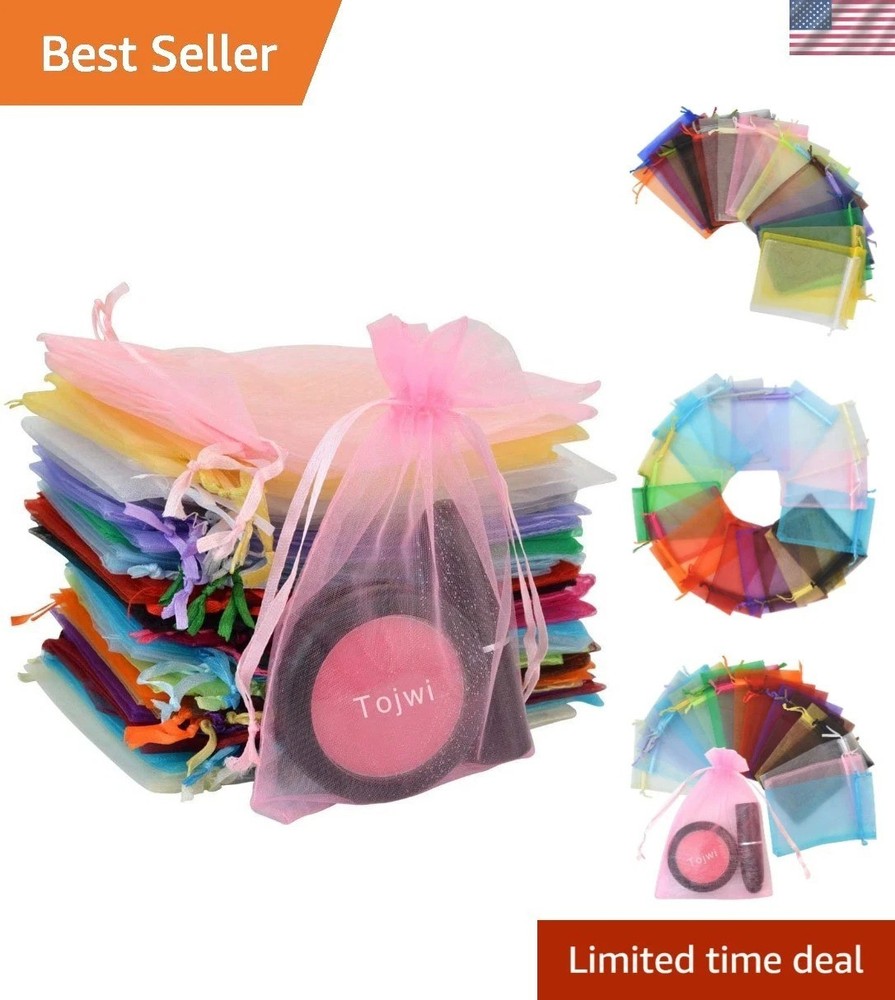 50pcs Versatile Organza Pouches 3.54»x4.33» for Weddings & Special Occasions