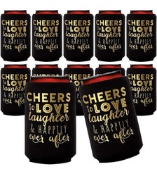 Wedding Can Cooler Decorations Set of 12 Black & Gold – A0232