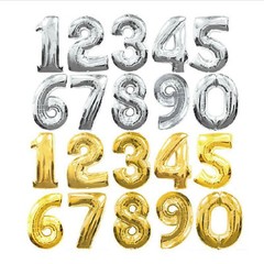 FOIL NUMBER BALLOON 40 INCH LARGE HELIUM NUMBER BALLOON 0-9 IN GOLD AND SILVER
