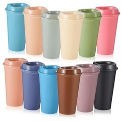 Pcs 16 oz Reusable Coffee Cups with Lids, Microwaveable 12 Morandi Colors