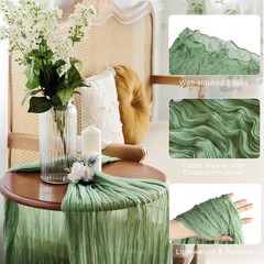 5 Pack Sage Green Cheesecloth Table Runner, 13ft Boho Gauze Cheese Cloth 35×157