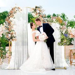 Gold Metal Arch Backdrop Stand Set of 2 7.2FT 6FT Wedding Balloon Decor Frames
