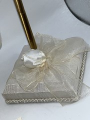 90s Beverly Clark Ivory Pearl and Lace Wedding Guest Book, Pillow and Pen