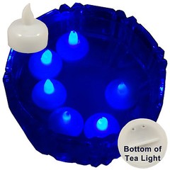NEW 6 Blue Led Floating Floral Tea Light Candle for Wedding Centerpiece Decor