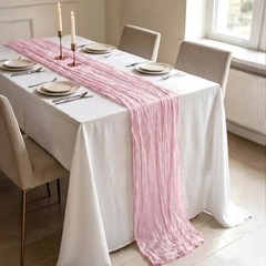 3 Pack Light Pink Cheesecloth Table Runner 21 x 120 21″×120“-3pcs,