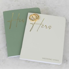 Elegant Vow Books With Gold Foil Lettering For Your Wedding – sage-cream