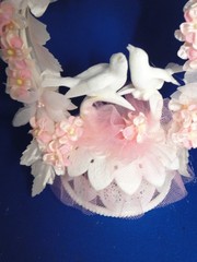 New Vintage Wilton Petite «Spring Song» Pink Wedding Cake Top, 106-160