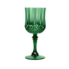 HUNTER GREEN 6 Plastic 8 oz Crystal Cut Goblets WINE GLASSES Party Events
