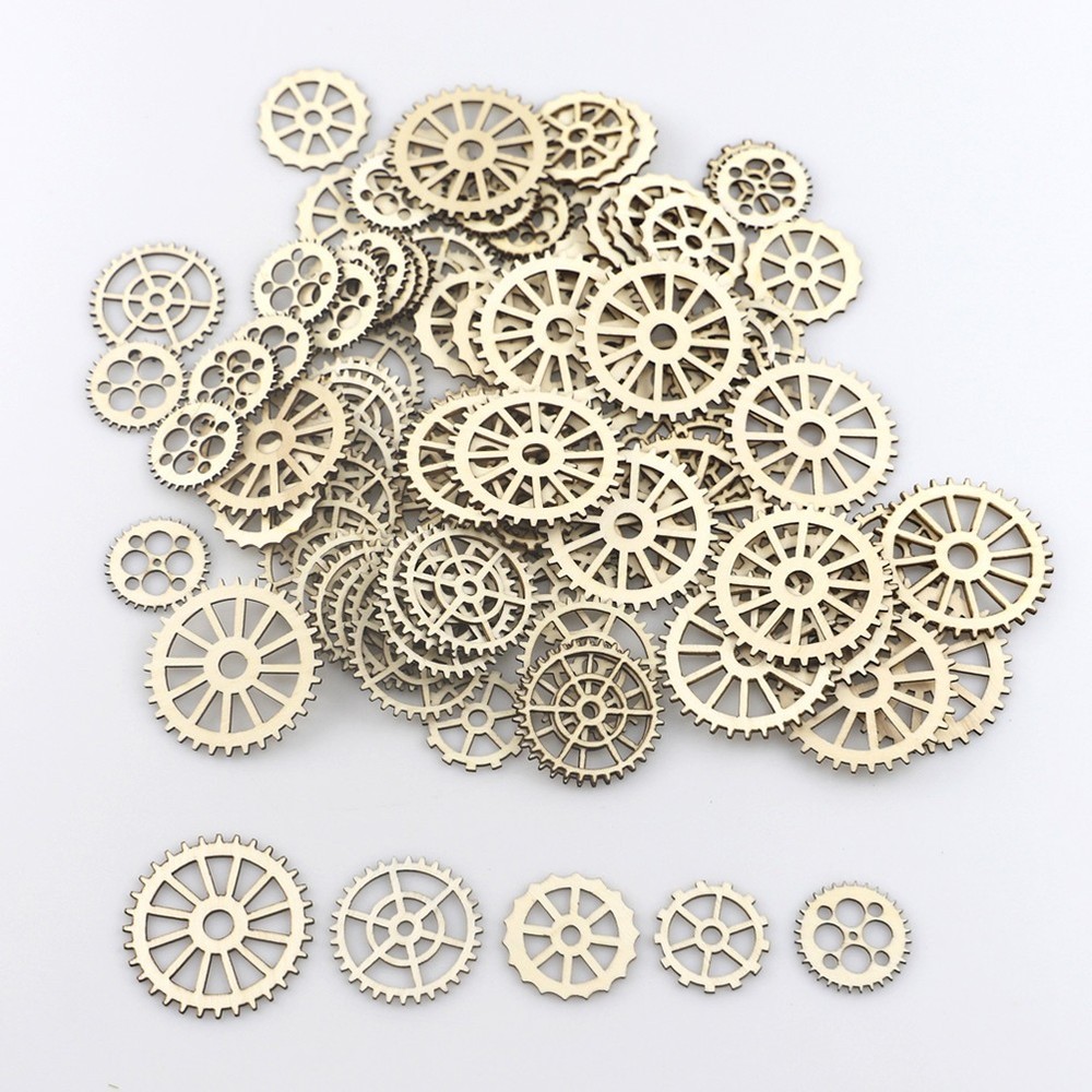 100 Pcs Wooden Pieces Mini Wooden Creative Carved Hollow Out Crafts for