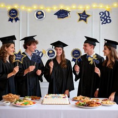 Graduation Party Centerpieces – 60pcs Glitter Navy Blue & Gold Table Decor with