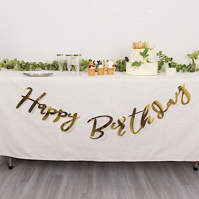 10 feet Gold Metallic Happy Birthday Paper Hanging Party GARLAND Events Supplies
