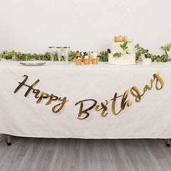 10 feet Gold Metallic Happy Birthday Paper Hanging Party GARLAND Events Supplies