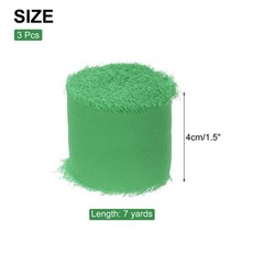 Chiffon Ribbon, 1.5″x7 Yard Silk Forest Green Tulle Satin Fabric Ribbon,3pcs