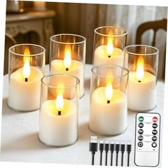 Rechargeable Flameless Candles with Timer Remote, 1.7″x2.» Clear 6 White