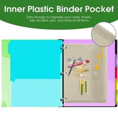 INFUN 1 Inch 3-Ring Telescoping Project Organizer Binder,13 Pocket, Customiza…