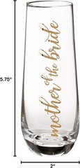 Lillian Rose Mother of Bride Stemless Champagne Glass and 8 Ounces, Gold