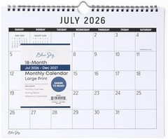 Blue Sky 2026-2027 18 Month Large Print Monthly Academic Year Wall Calendar, Jul