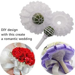 6Pcs Lace Bouquet Collar DIY Holder for Wedding Bridal Bouquets – White Lace Dec