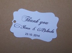 Personalise wedding Thank you Names date only Gift tags Pk-20,30,50,100,150