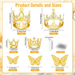Cridoz Gold Crowns for Flower Bouquets, Flower Bouquet Accessories Including 4 P
