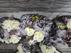 12 Piece Wedding Bouquet Set, Purple, Ivory, Rose, Peony, Vintage Style Bouquets