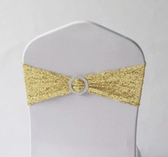 Snioreta Pack of 9 Stretch Sequin Chair Sashes Chair Bands One Sided A0130