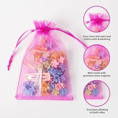 100PCS Organza Bags, 4×6 inches (10x15cm) Small Mesh Bags Drawstring Hot Pink