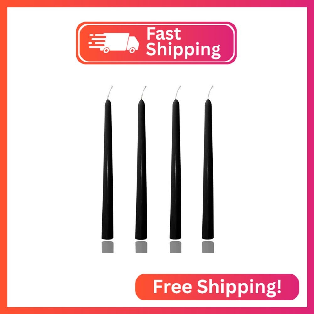 10 inch Black Taper Candles-Set of 4 Tapered Candle, Tall Candlesticks,Conical S