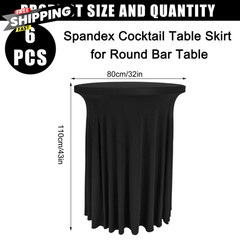 Fivenl 6 Pack Round Cocktail Tablecloth 32″x 32 inches by 43 inches, Black