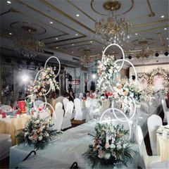 2X Connected Circle Wedding Hoop Stand Arch Blossom Flower Garland Arbor Pillars