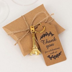 Balsa Circle 10 Gold Eiffel Tower 4 in Plastic Keychains with Thank 2″,