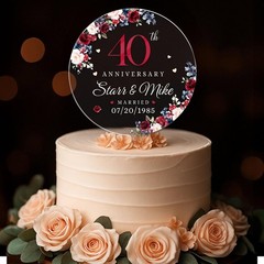 Custom 40th Wedding Anniversary Acrylic Cake Topper Ruby Decoration Gift Parents