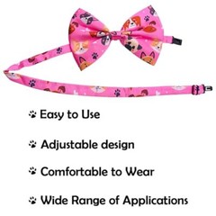 4PCS Big Dog Bow Ties 7x5Inch Black Red Blue Pink Adjustable Collar Paw Bone
