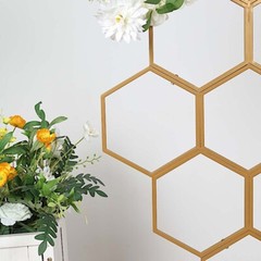 Gold 6″ Metal Floral DISPLAY FRAME Honeycomb Backdrop Stand Wedding Arch Party