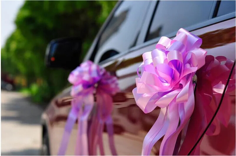 2 PC LARGE SATIN PULL BOW 4″ x 3.5″ party wedding big gift drawstring Holiday