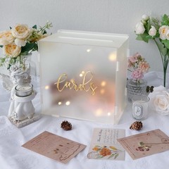Acrylic Wedding Card Box String Light Frosted Gift Reception Money Party