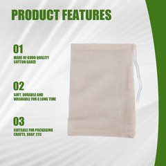 50 Pack Cotton Muslin Bags Multipurpose Drawstring Bags for Tea Jewelry3874