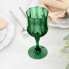 HUNTER GREEN 6 Plastic 8 oz Crystal Cut Goblets WINE GLASSES Party Events