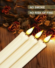 Homemory 2 Pack Flameless Taper Candles, No Remote, of 2, White 2